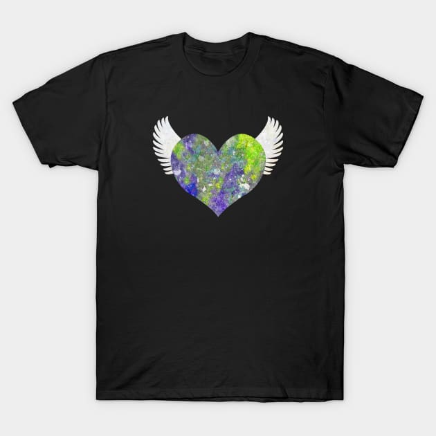 Colorful Heart of Stone - Green and Violet T-Shirt by RawSunArt